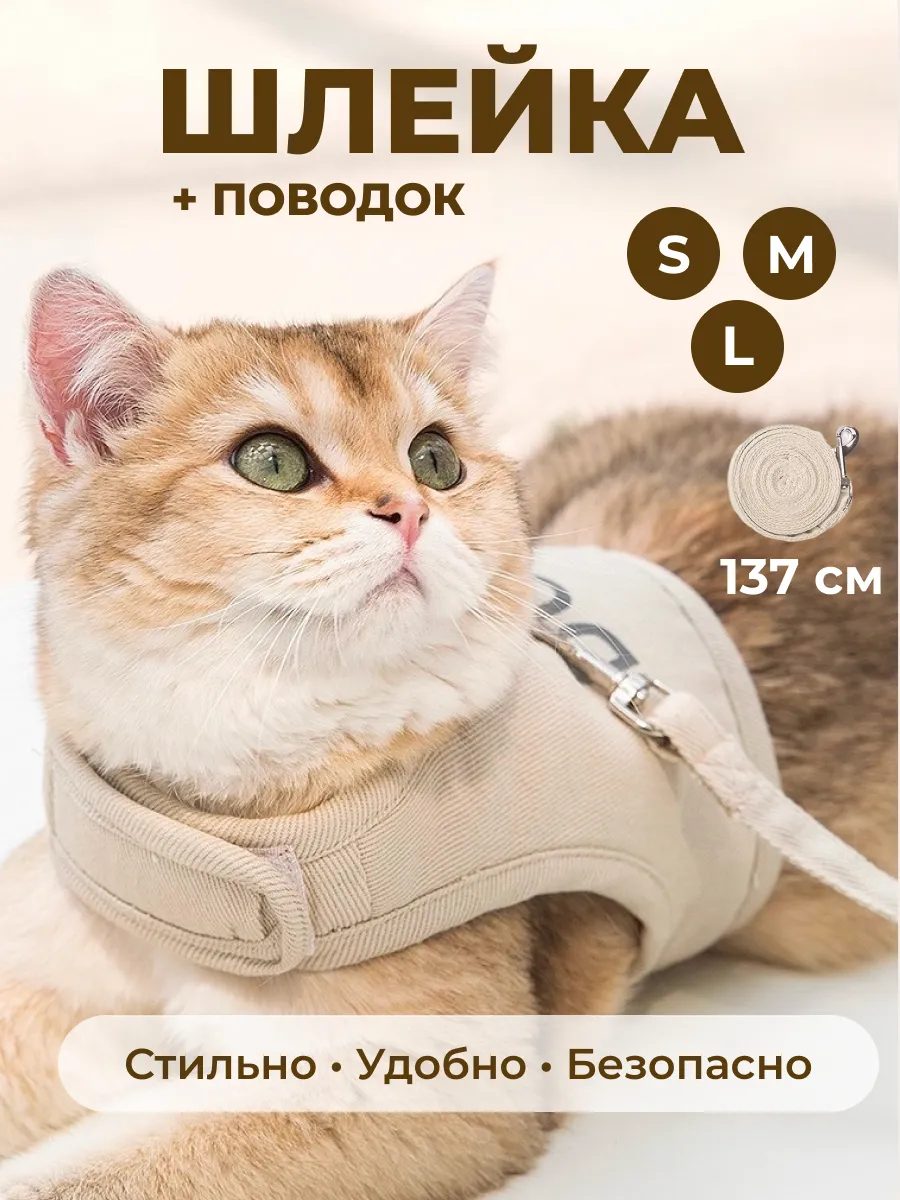 Шлейка для собак мелких пород и кошек с поводком