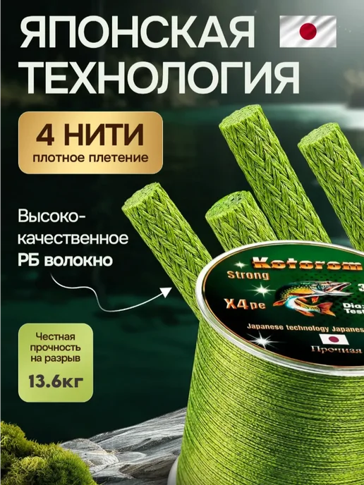 Kotorom плетенка шнур для рыбалки, зеленый, фото 3
