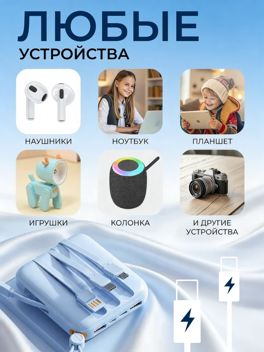 ZOMN Power bank 20000 2.1а 22W с быстрой зарядкой маленький, 20000 мАч, 22 Вт, фото 7
