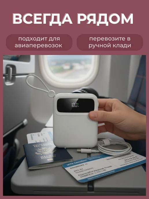 ZOMN Power bank 20000 2.1а 22W с быстрой зарядкой маленький, 22 Вт, фото 6