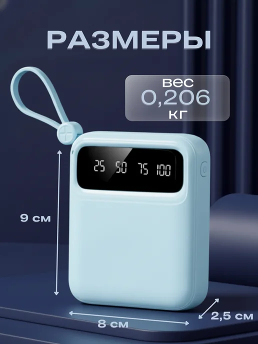 ZOMN Power bank 30000 2.1а 22W голубой с быстрой зарядкой, 22 Вт, фото 3