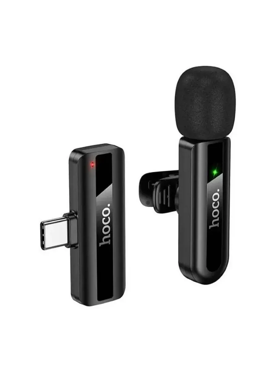 Микрофон беспроводной на клипсе Hoco L20 USB-C, чёрный