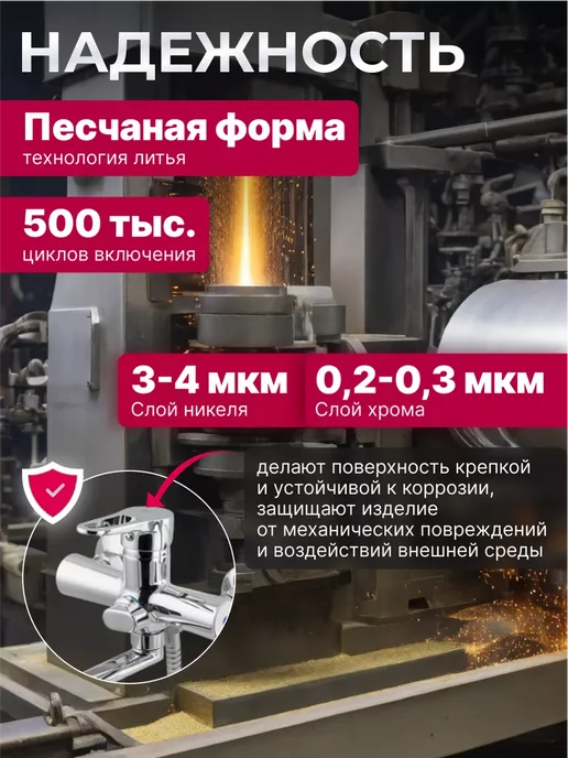ECONOCE Смеситель для ванны с душем с длинным изливом, серый, фото 3