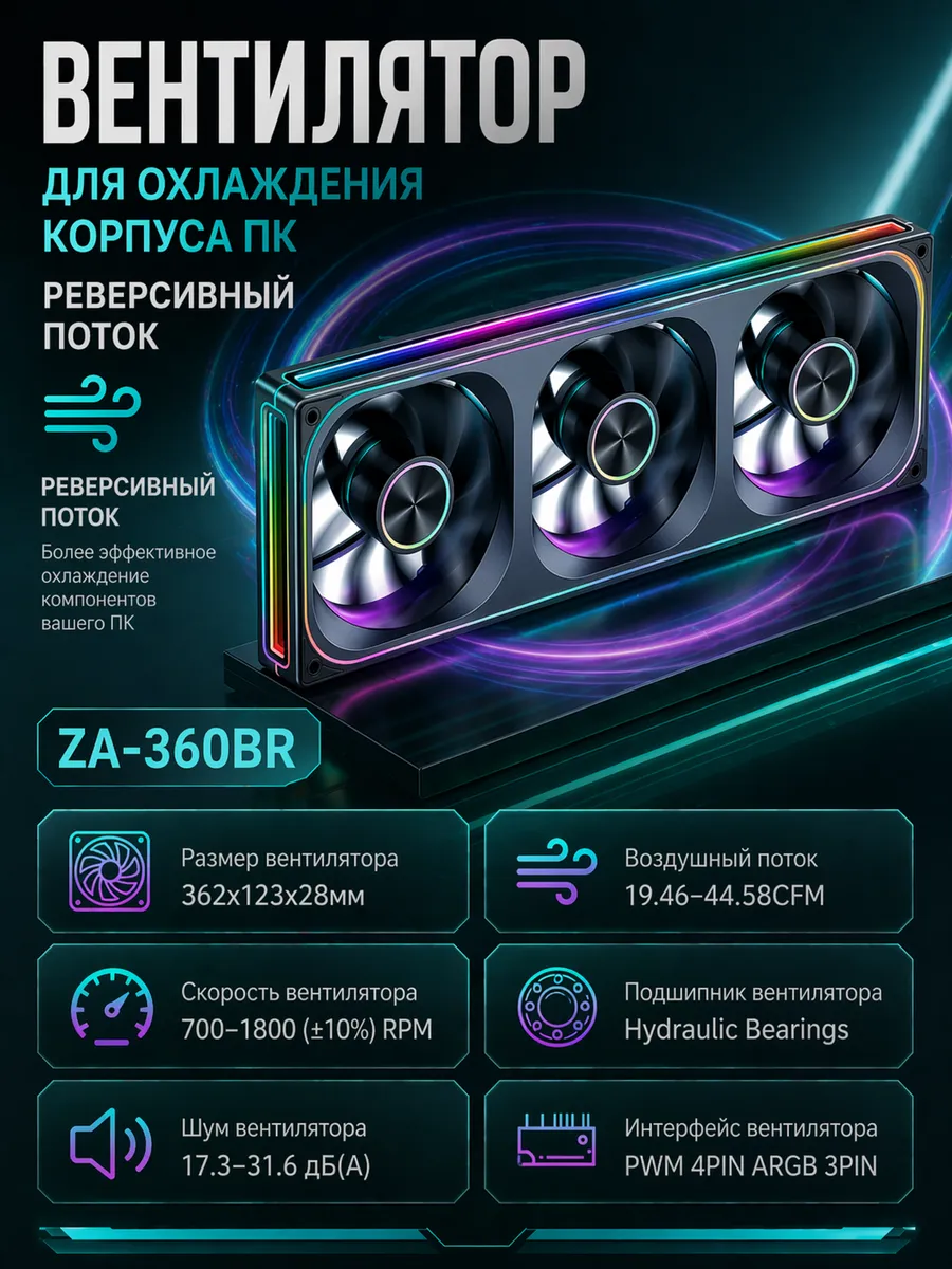 Вентилятор ZA-360BR Black