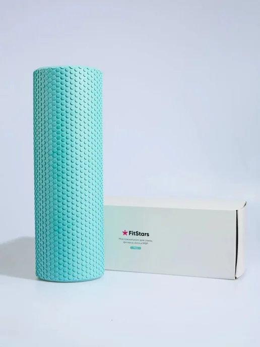 FitStars Ролик массажный для фитнеса, йоги и МФР Tiffany, голубой