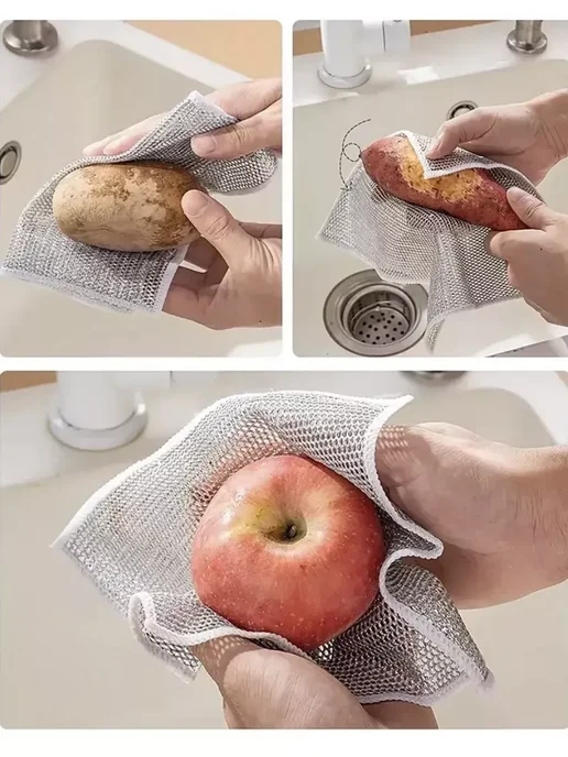 Черная пятница Металлизированная Двухслойная тряпка губки для кухни, черный, фото 3