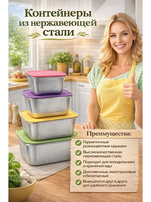 ИМАН от А до Я контейнеры для хранения продктов, 4 шт, фото 2