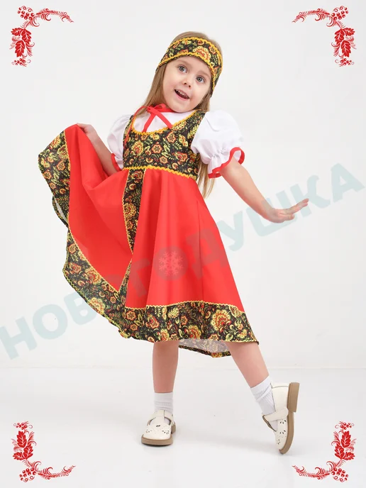 НОВОГОДУШКА Русский народный костюм детский, белый, фото 4