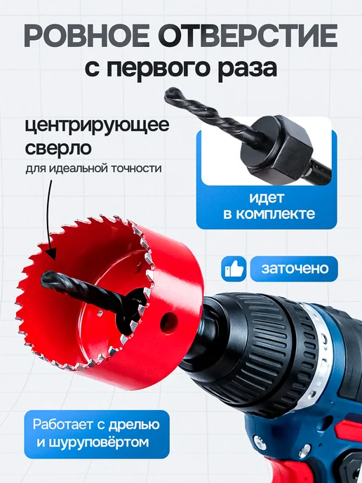 ACECA Коронка по дереву 68мм с хвостовиком, 2 шт, фото 5