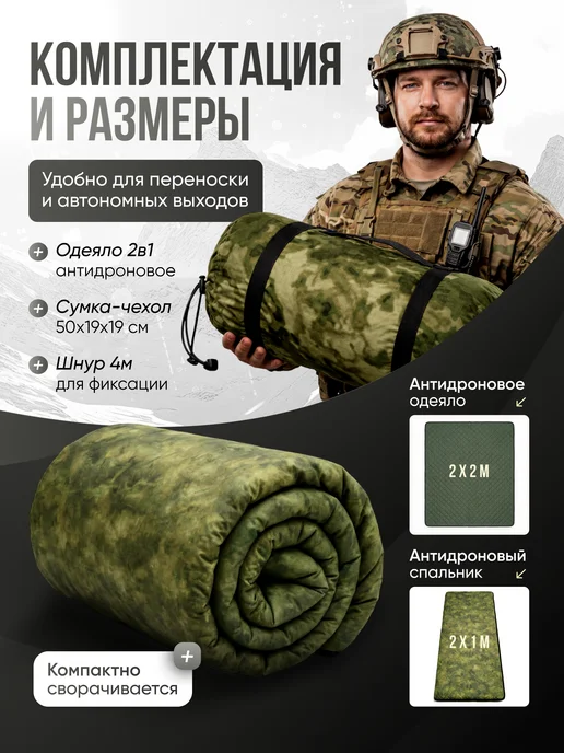 Империя впечатлений Антидроновое одеяло с функцией спальника, зеленый, фото 5