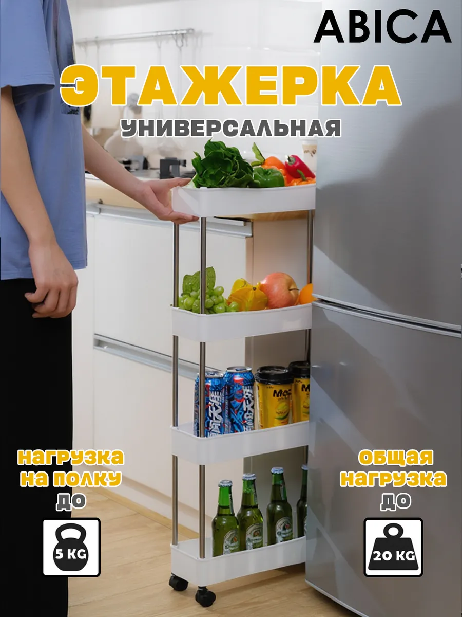 Этажерка полка для ванной передвижная
