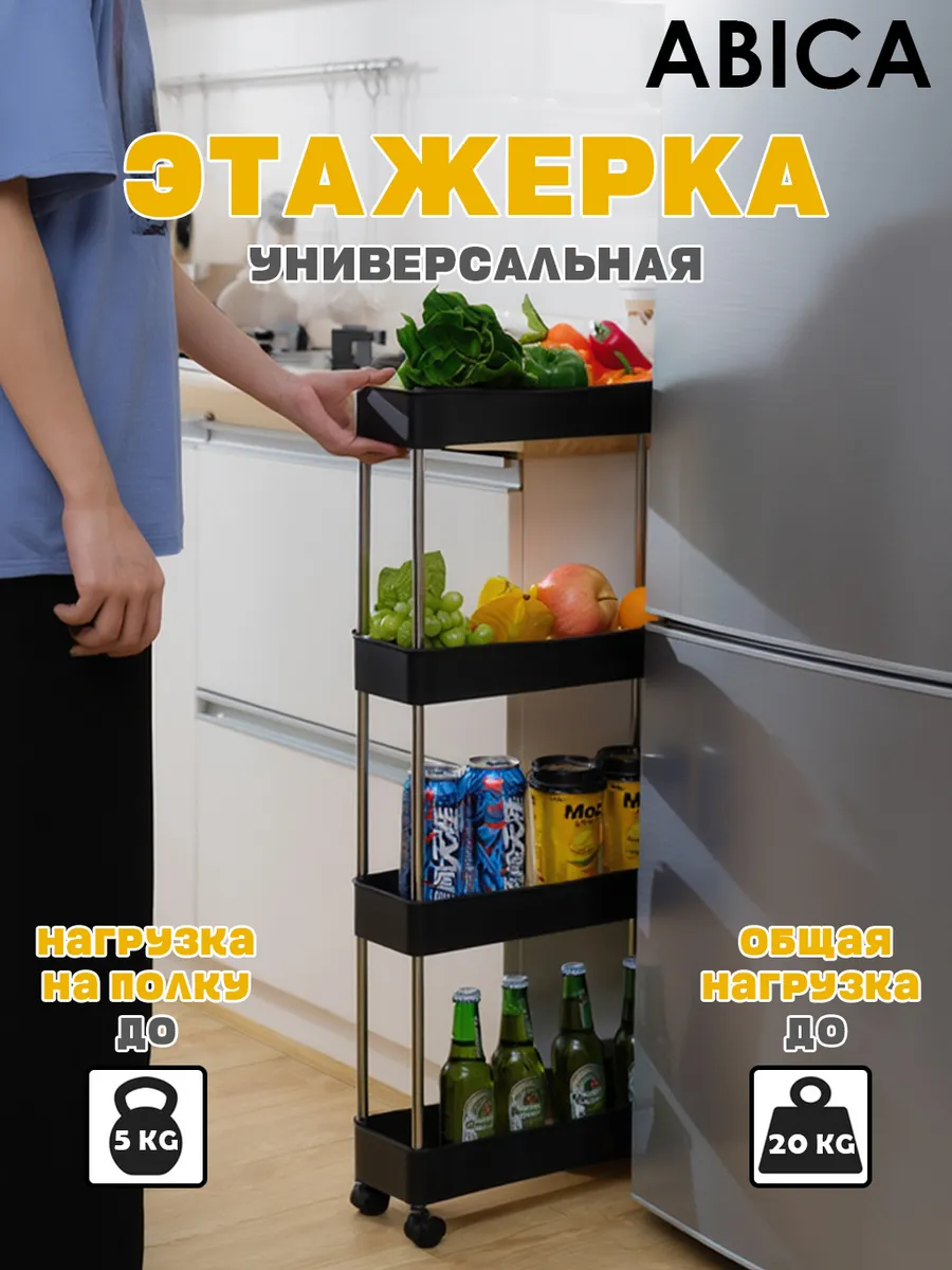 Этажерка полка для ванной передвижная