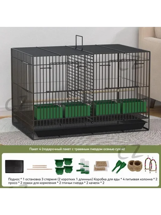 Клетка для попугая складная черно-белая 60*40*43см, 60x40x43 см, фото 4
