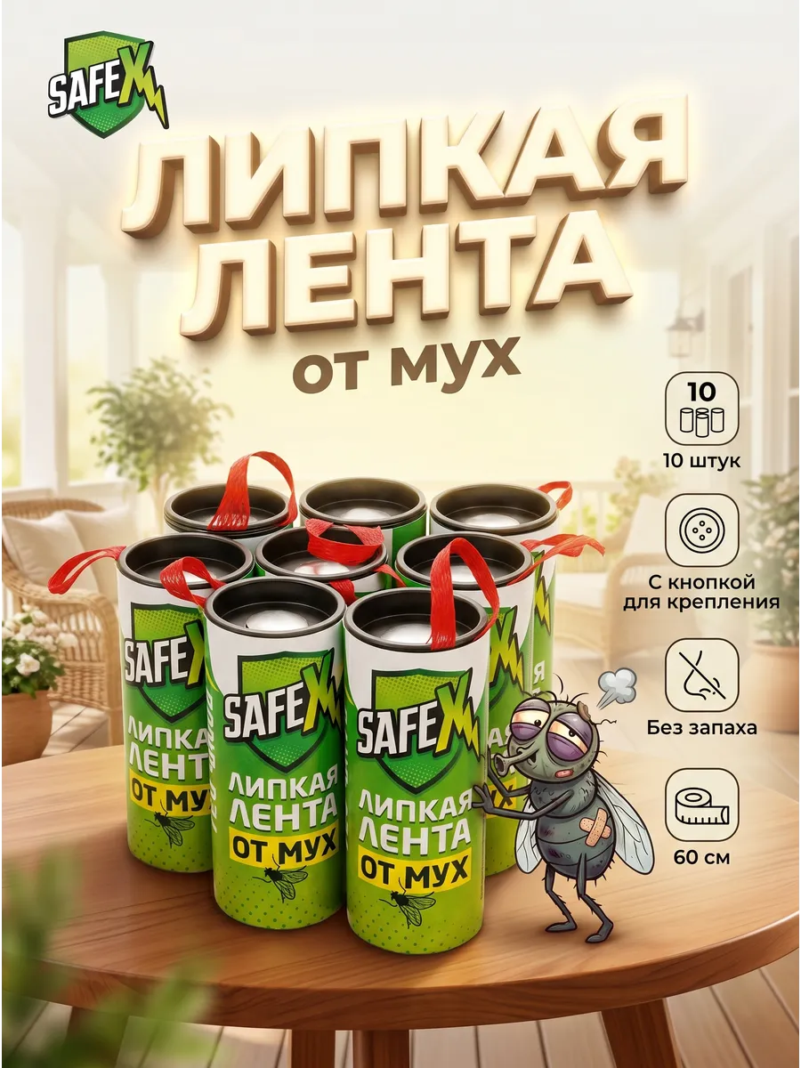 Липкая лента от мух 10 шт.