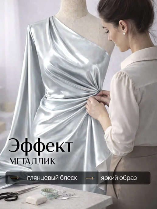 НИТЕКА Трикотаж диско металлик ткань для шитья, фиолетовый, фото 2