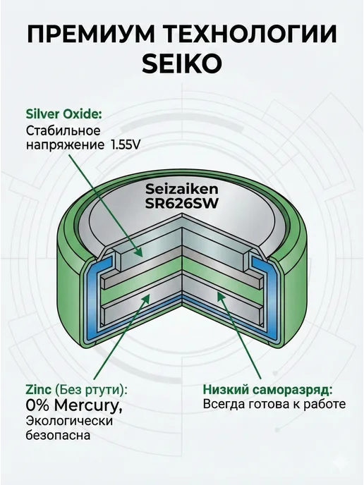 Seizaiken Батарейка часовая SR626SW 377, 1.55V 5шт, 5 шт, фото 3