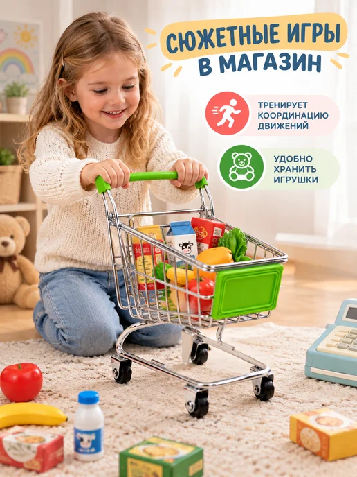 Умелец Я Детская тележка для покупок, игрушка магазин, вариант, фото 3