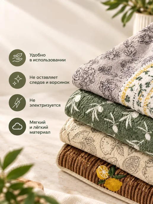 Towels A Полотенце кухонное микрофибра подарочные набор 3 штуки, фиолетовый, фото 2