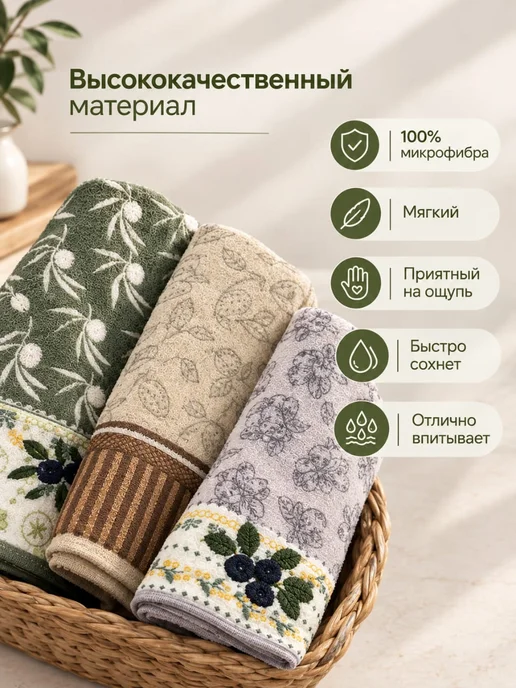 Towels A Полотенце кухонное микрофибра подарочные набор 3 штуки, фиолетовый, фото 3