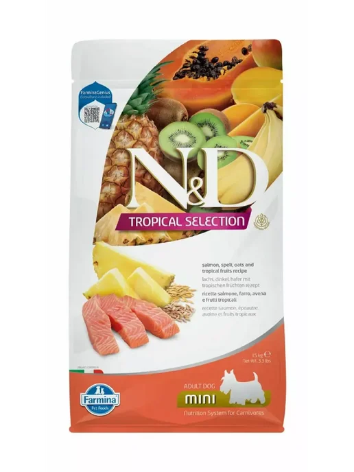 Сухой корм Farmina Tropical для собак, мелкие, лосось, 1,5 кг
