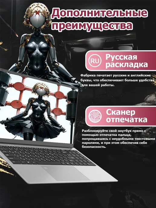 VJSENGA Ноутбук для работы игровой 15.6”, AMD 32GB, SSD 512GB, 32 ГБ, 512 ГБ, фото 6