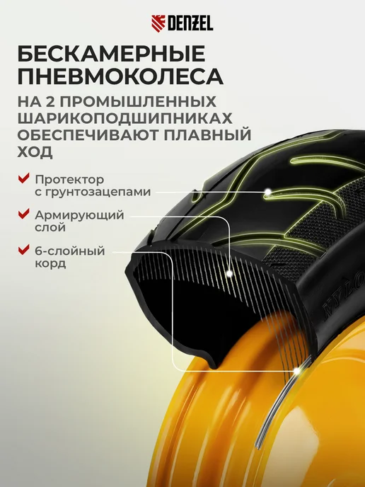 DENZEL Тачка садовая (строительная), 350 кг, 120 л, 689365, 350 кг, 120 л, фото 3