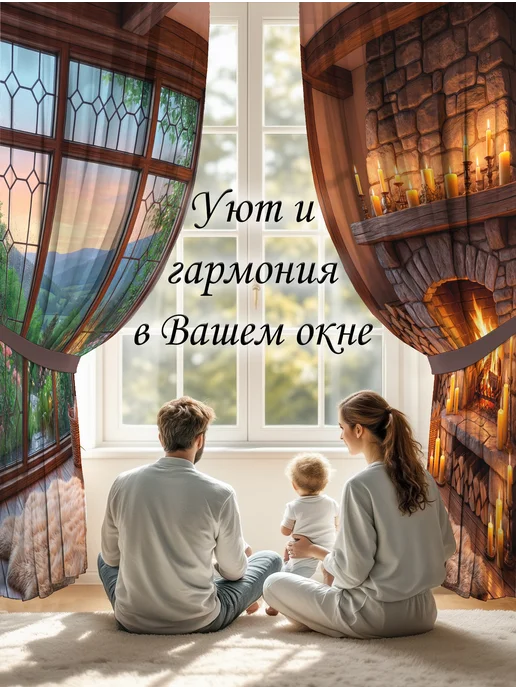 ТамиТафт Фотошторы 290х245см для гостиной в спальню длинные 3д, зеленый, фото 3