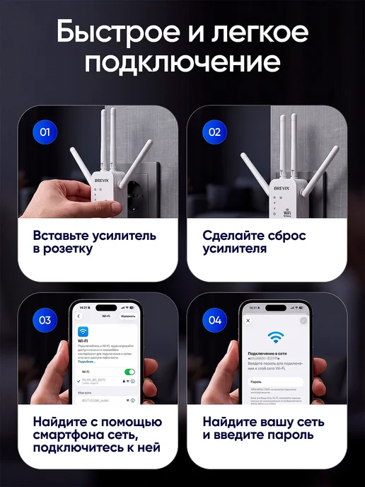 BREVIX Усилитель Wi-Fi сигнала, репитер, белый, фото 5