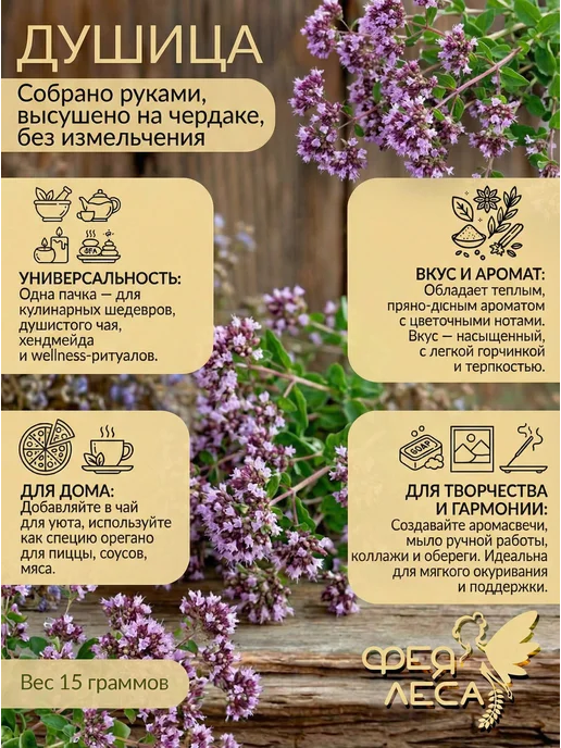 ФЕЯ ЛЕСА Сбор Душица Чабрец (Тимьян) Мята Мелисса лимонная, вариант, фото 6