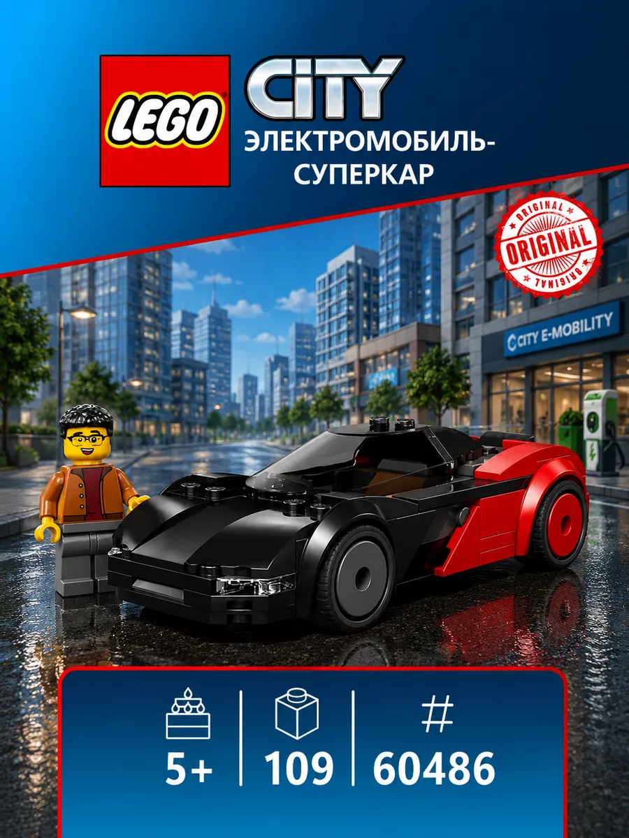 Конструктор City Rides спортивный электрокар 60486