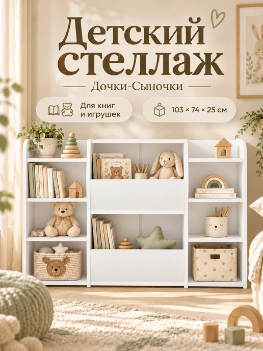 sitstep Стеллаж напольный с полками для игрушек белый, белый, фото 2